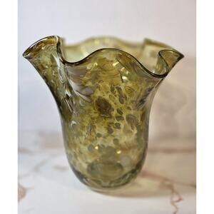 Murano Style Handkerchief Vase Vintage Unsigned Art Glass Free Form Contemporary